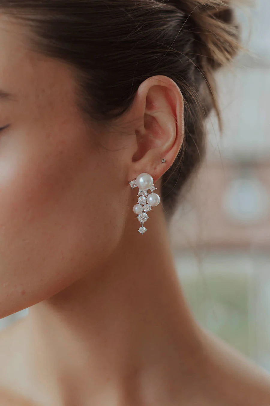 Alexandra Pearl and Crystal Drop Earrings