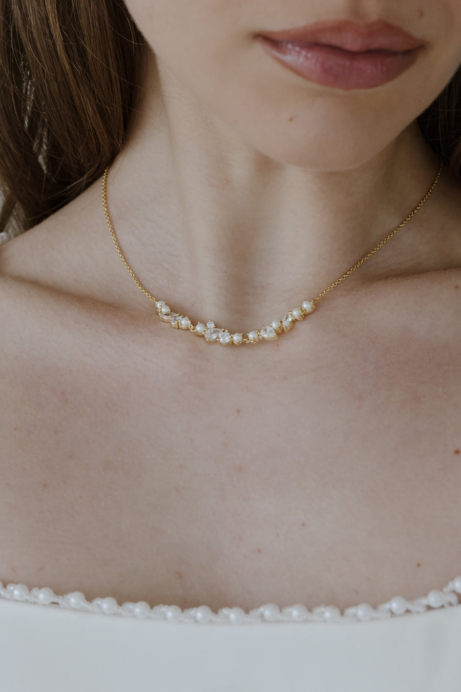 Cleo Pearl and Crystal Necklace