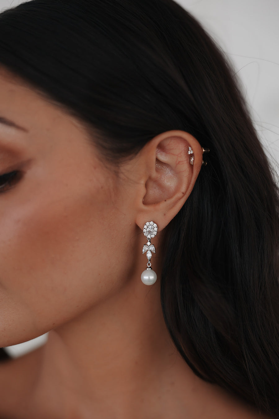 Palace Pearl and Crystal Drop Earrings