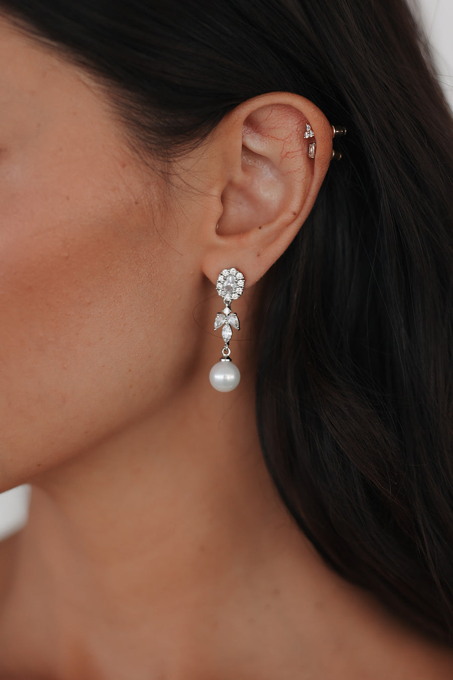 Palace Pearl and Crystal Drop Earrings